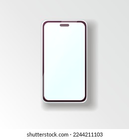 Phone with a white screen, object electronics on the white background. Vector illustration 10 eps