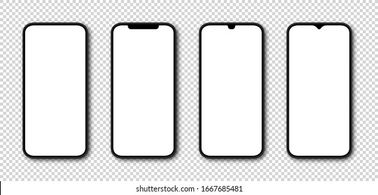 Phone with White Screen. Smartphone mockup. Cell Phone with white Screen. Template mockup smartphone in realistic design. Vector illustration.