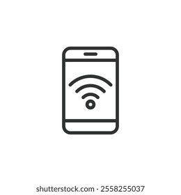 Phone Wi-Fi, icon in line design. Phone, Wi-Fi, wireless, connection, internet, signal, smartphone on white background vector. Phone Wi-Fi editable stroke icon