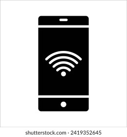 Phone wifi icon vector, thin line web symbol on white background - editable stroke vector illustration eps10

