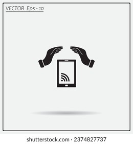 phone wifi on hand icon vector