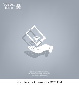 phone wifi on hand icon vector