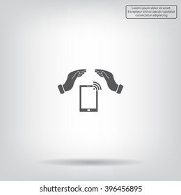 phone wifi on hand icon vector