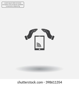 phone wifi on hand icon vector