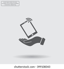 phone wifi on hand icon vector