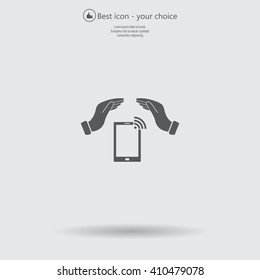 phone wifi on hand icon vector