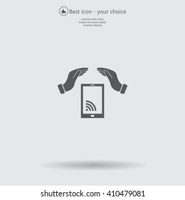 phone wifi on hand icon vector