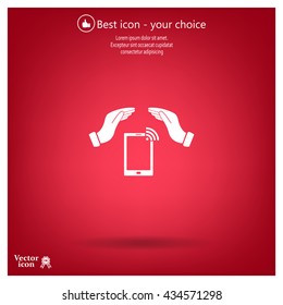 phone wifi on hand icon vector
