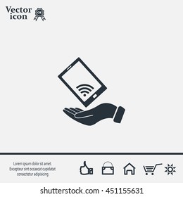 phone wifi on hand icon vector