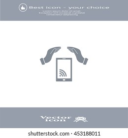 phone wifi on hand icon vector