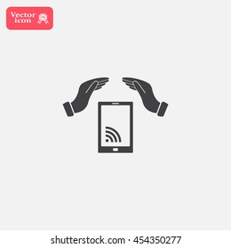 phone wifi on hand icon vector