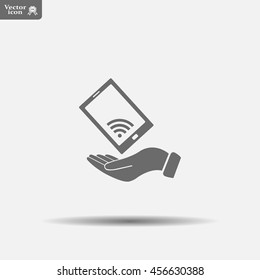 phone wifi on hand icon vector