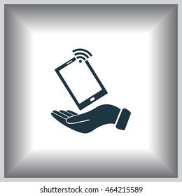 phone wifi on hand icon vector