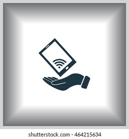 phone wifi on hand icon vector