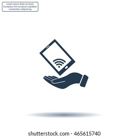 phone wifi on hand icon vector