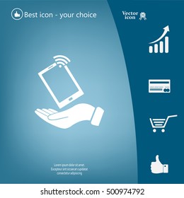 phone wifi on hand icon vector