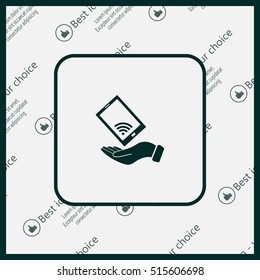 phone wifi on hand icon vector