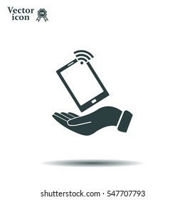 phone wifi on hand icon vector
