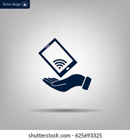 phone wifi on hand icon vector