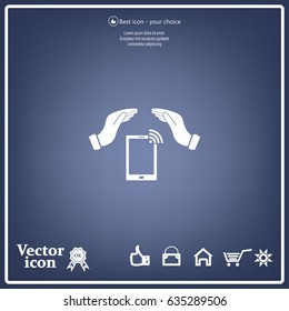 phone wifi on hand icon vector