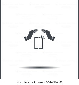 phone wifi on hand icon vector
