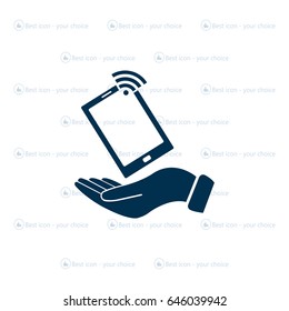 phone wifi on hand icon vector
