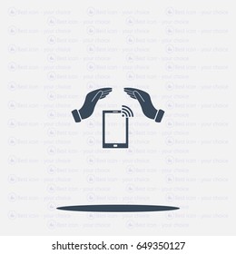 phone wifi on hand icon vector