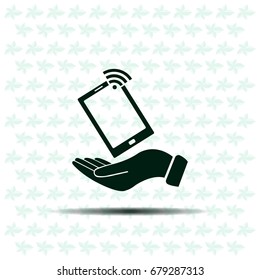 phone wifi on hand icon vector