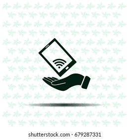 phone wifi on hand icon vector