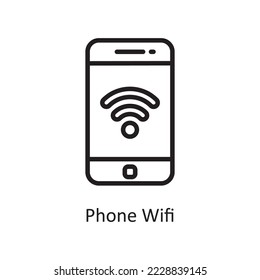 Ilustración de diseño del icono de contorno del vector Wifi de teléfono. Símbolo de la casa sobre fondo blanco Archivo EPS 10