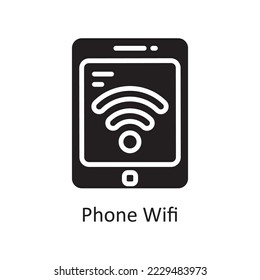 Phone Wifi Vector Solid Icon Design illustration. Housekeeping Symbol on White background EPS 10 File