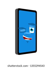 Phone winks isolated. happy Smartphone Cartoon Style. Good Gadget Vector