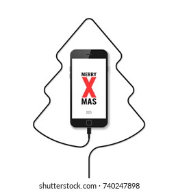 Phone, wire, Christmas tree.