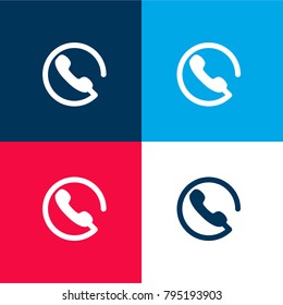 Phone with Wire four color material and minimal icon logo set in red and blue