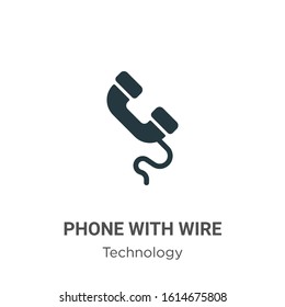 Phone with wire glyph icon vector on white background. Flat vector phone with wire icon symbol sign from modern technology collection for mobile concept and web apps design.