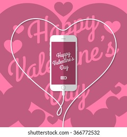 Phone, wire, heart, Valentine's Day