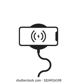 Phone wireless charger illustration. Smartphone battery charge, power mobile in vector flat style.