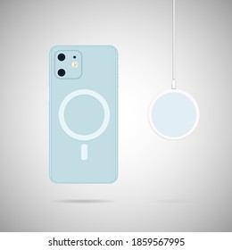 Phone with wireless charger vector illustration.