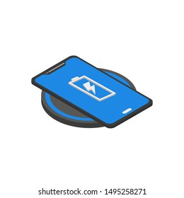 phone wireless charging in isometric flat style, vector