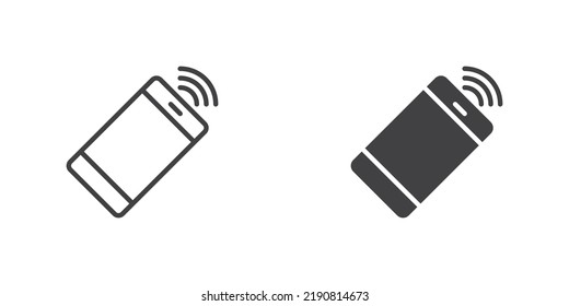 Phone wireless connection icon, line and glyph version, outline and filled vector sign. Cellphone signal linear and full pictogram. Symbol, logo illustration. Different style icons set