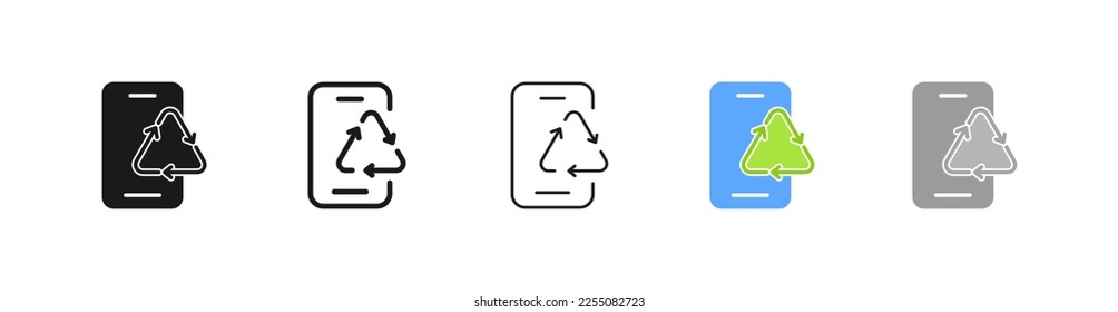 Phone wirh circular arrows line icon. Recycle, recycling, loading, sync, synchronization, backup, connection, restart, refresh page, presentation. Information sign concept. Vector five icon