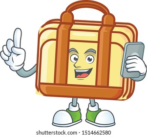 With phone work suitcase cartoon for materials work