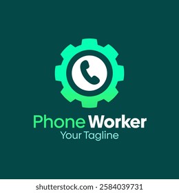 Phone Worker Logo Design Template. Good for Business, Agency, Community and Organization