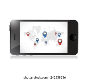 phone world email communication illustration design over a white background