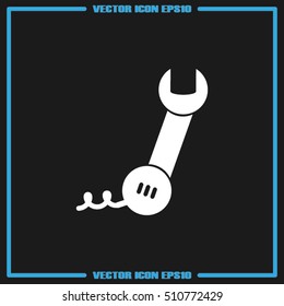 phone wrench icon vector illustration eps10. Badge telephone service and support.