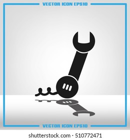 phone wrench icon vector illustration eps10. Badge telephone service and support.