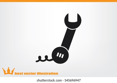 phone wrench icon vector illustration eps10. Badge telephone service and support.