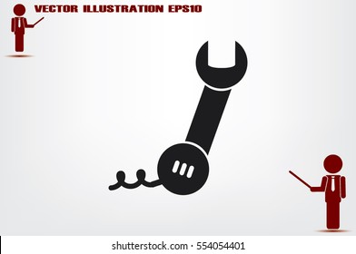 phone wrench icon vector illustration eps10. Badge telephone service and support.