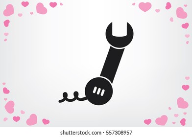 phone wrench icon vector illustration eps10. Badge telephone service and support.