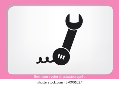 phone wrench icon vector illustration eps10. Badge telephone service and support. 